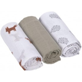 Swaddle Burp blanket 60x60 Little Forest fox