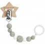 Soother Holder Wood/Silicone Little Universe star olive