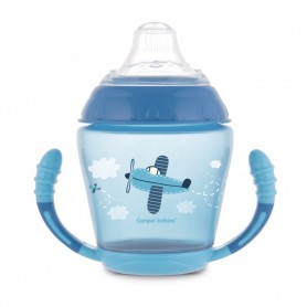 Canpol babies Nevylévací hrníček se silikonovým pítkem 230ml TOYS modrý