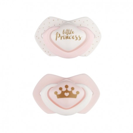 Canpol babies set symetrických silikonových dudlíků Light touch 0-6m ROYAL BABY růžový