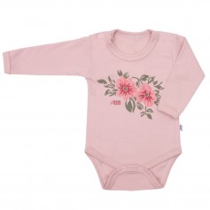 New Baby Kojenecké body s dlouhým rukávem FLOWERS růžové
