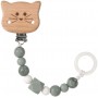 Soother Holder Wood/Silicone Little Chums cat