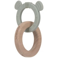 Teether Ring 2in1 Wood/Silikone Little Chums cat