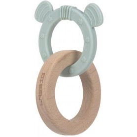 Teether Ring 2in1 Wood/Silikone Little Chums dog