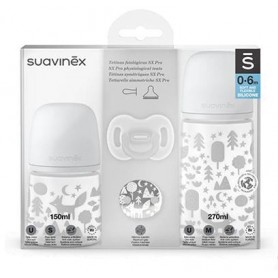 SUAVINEX SADA 270ml + 150ml + DUDLÍK celosilikonový 0/6M+ KLIP FOX