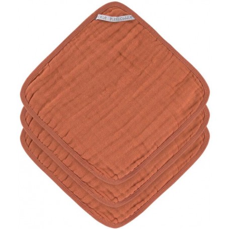 Muslin Washcloth Set 3 pcs rust