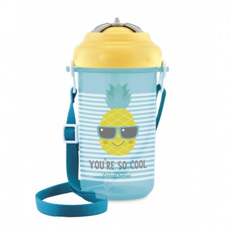 Canpol babies Cestovní sportovní láhev se slámkou a víčkem SO COOL Ananas 350ml