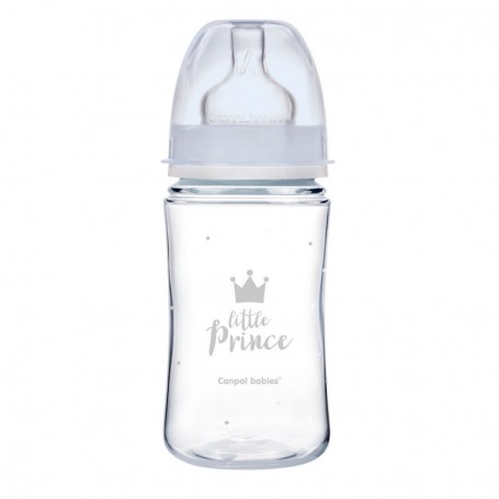 Canpol babies Lahev se širokým hrdlem ROYAL BABY 240ml modrá