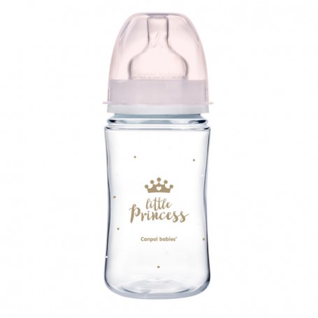 Canpol babies Lahev se širokým hrdlem ROYAL BABY 240ml růžová