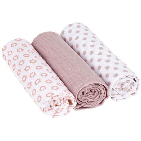 Swaddle blanket 85x85 Little Chums Star light pink